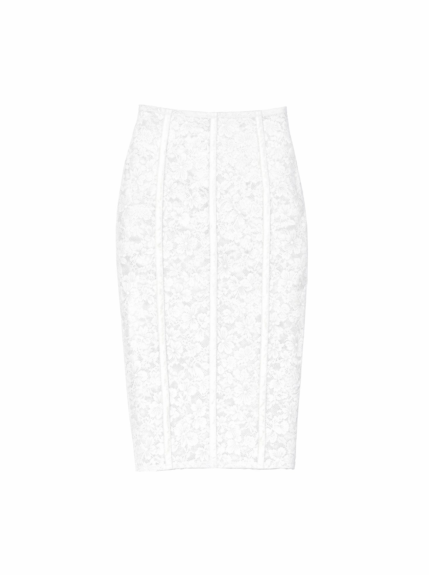 Fleur du Mal Ivory Le Stretch Lace Pencil Skirt