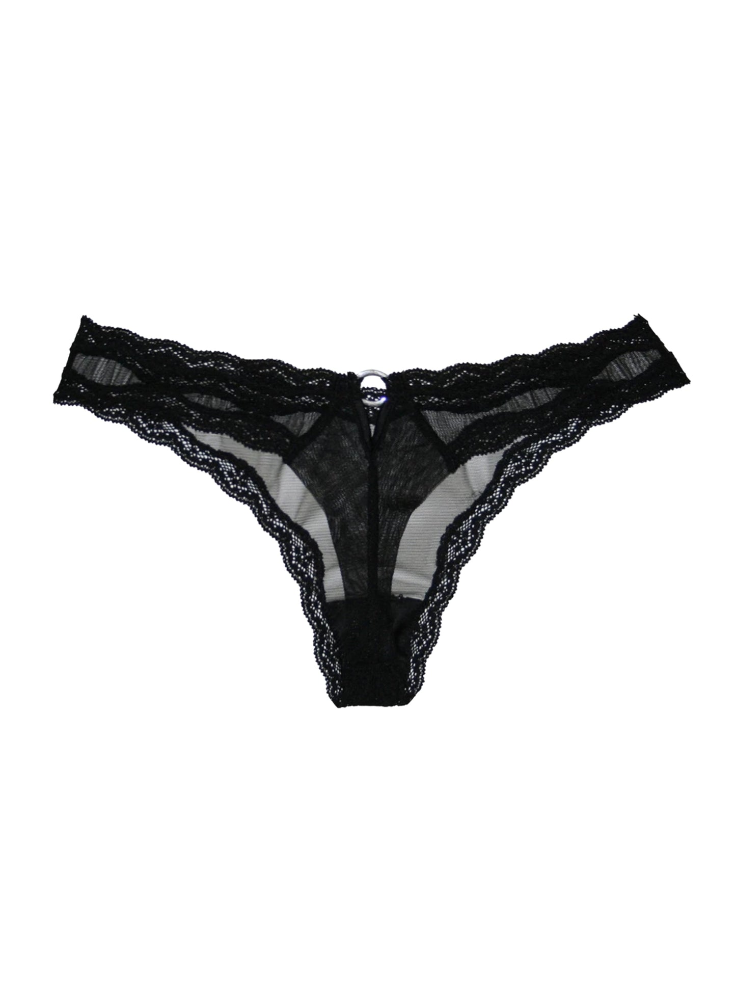 Fleur du Mal Black Sheer Tulle Thong