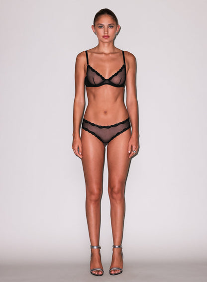 Fleur du Mal Black Sheer Tulle Bikini