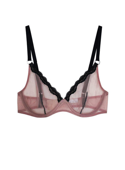 Fleur du Mal Petal Pink Sheer Tulle Demi Bra