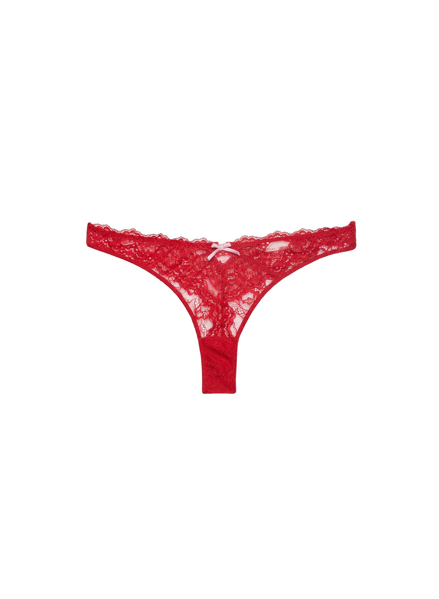 Fleur du Mal Red Bianca Lace Thong