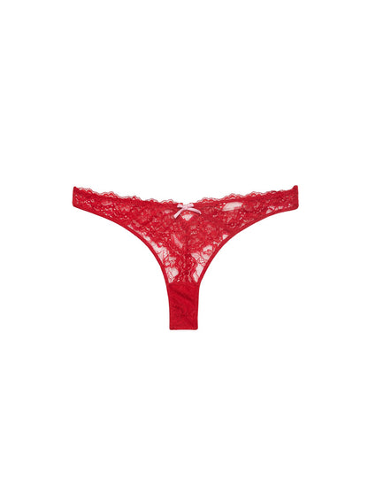 Fleur du Mal Red Bianca Lace Thong