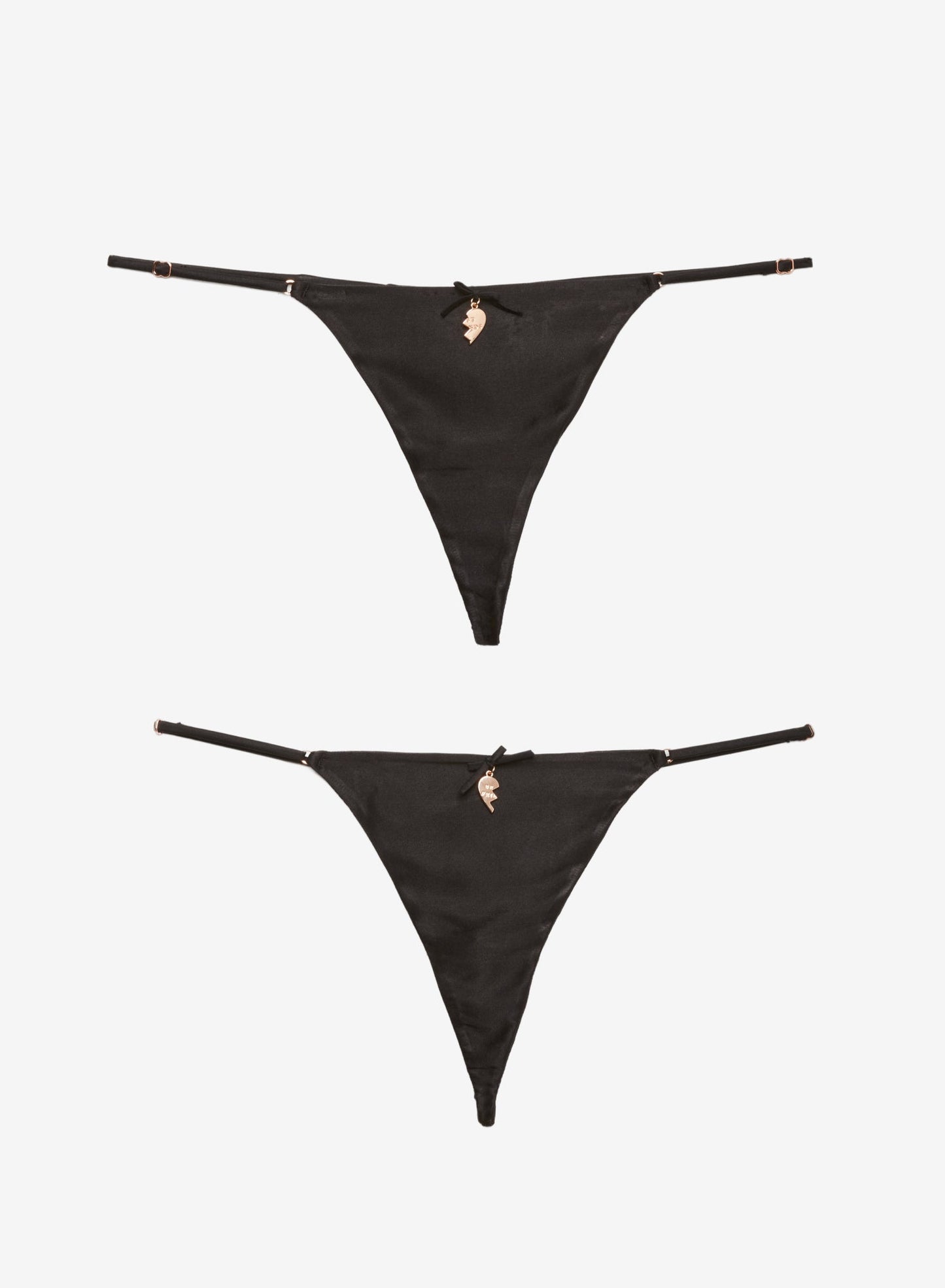 Fleur du Mal Black Best Friends Charm Luxe V-String