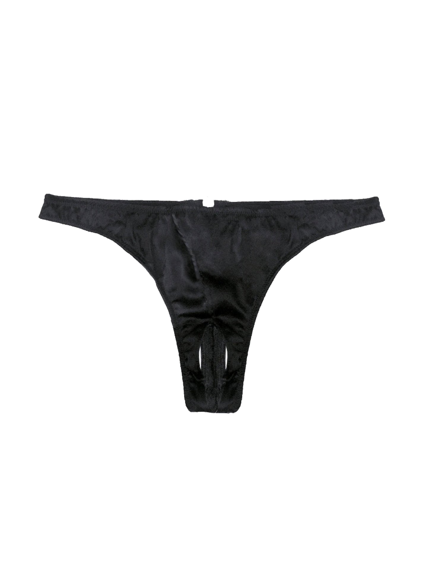 Fleur du Mal Black Luxe Crotchless Thong