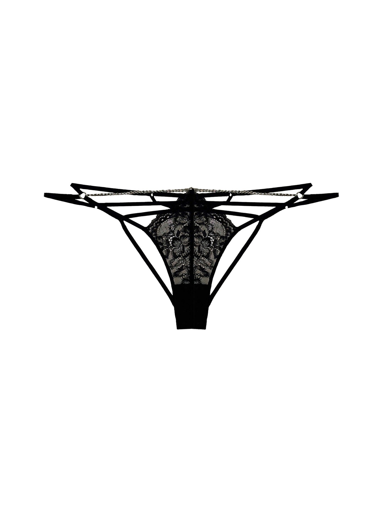 Fleur du Mal Black Bianca Chain Ouvert Panty