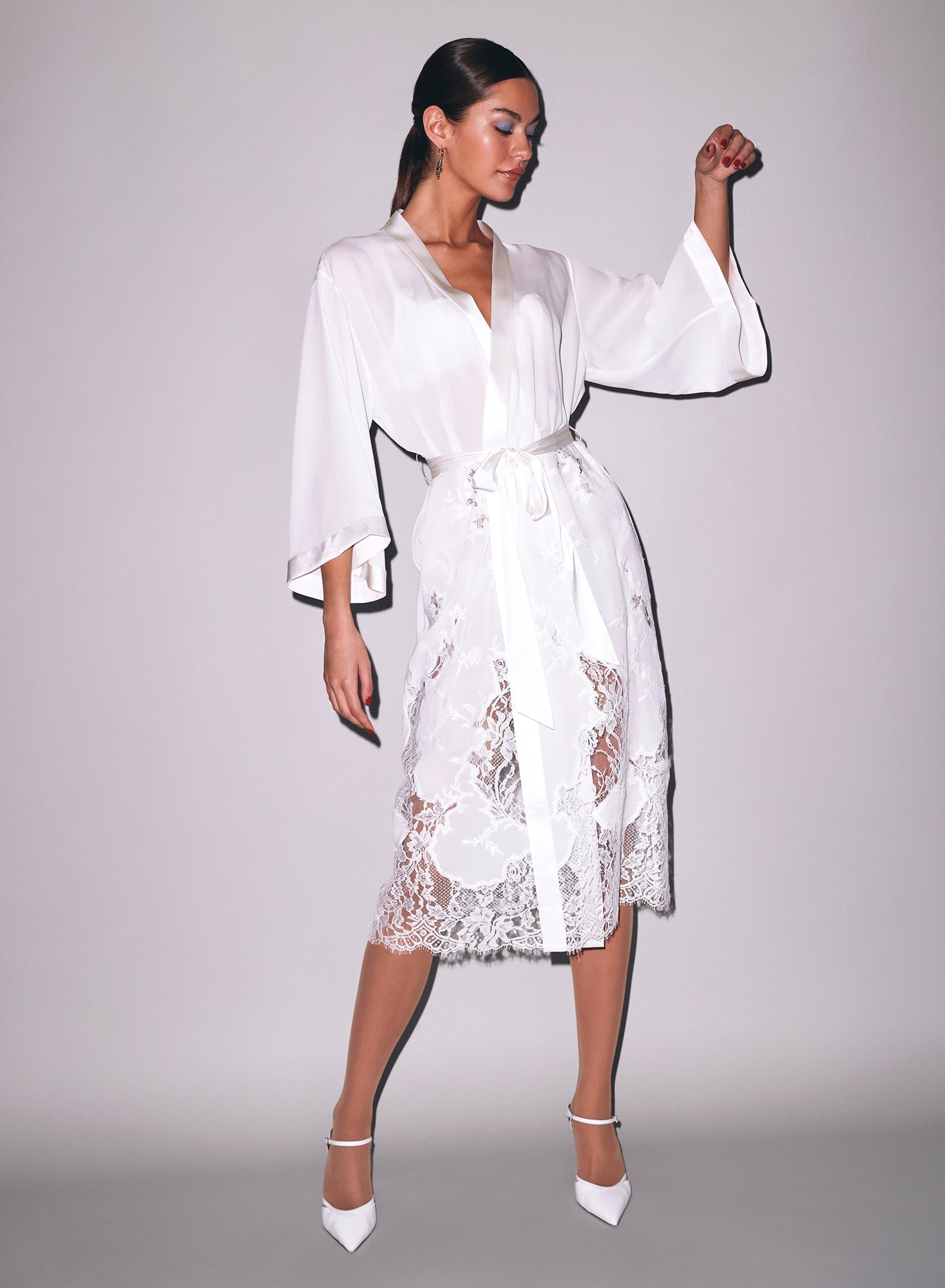 Fleur du Mal Ivory Mia Lace Long Robe