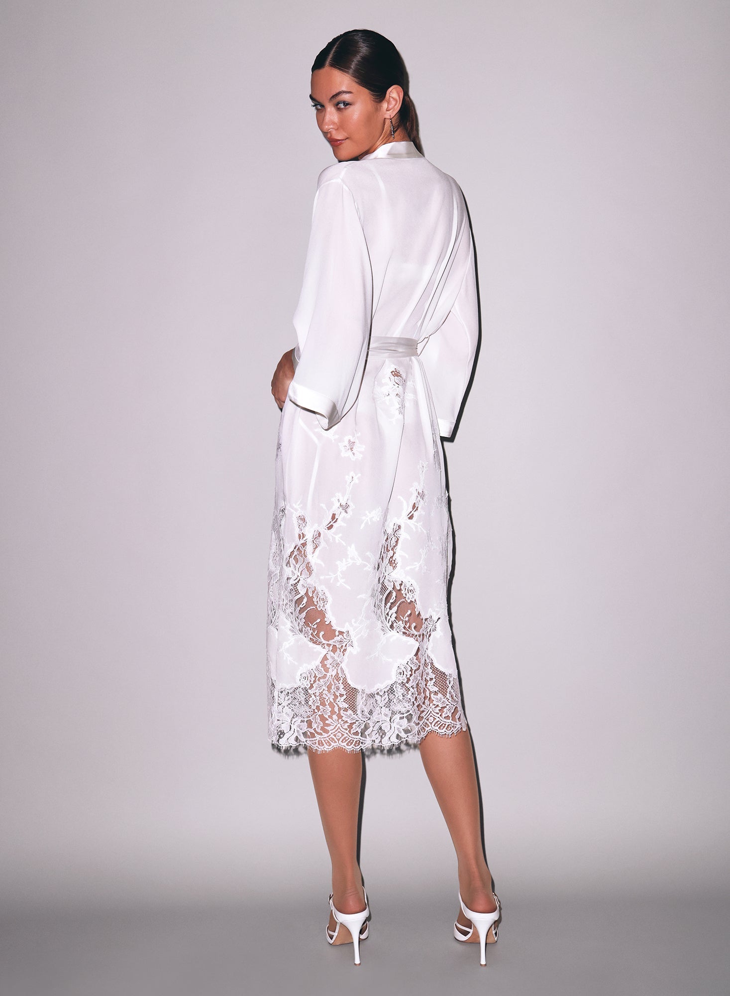 Fleur du Mal Ivory Mia Lace Long Robe