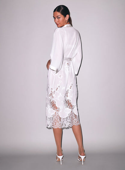 Fleur du Mal Ivory Mia Lace Long Robe