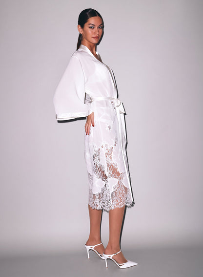 Fleur du Mal Ivory Mia Lace Long Robe