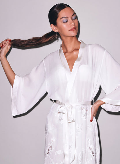 Fleur du Mal Ivory Mia Lace Long Robe