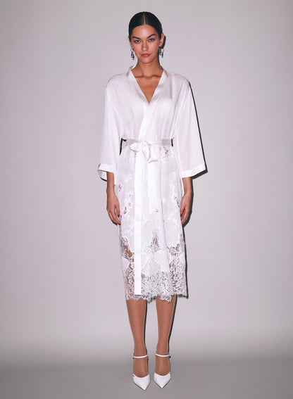 Fleur du Mal Ivory Mia Lace Long Robe