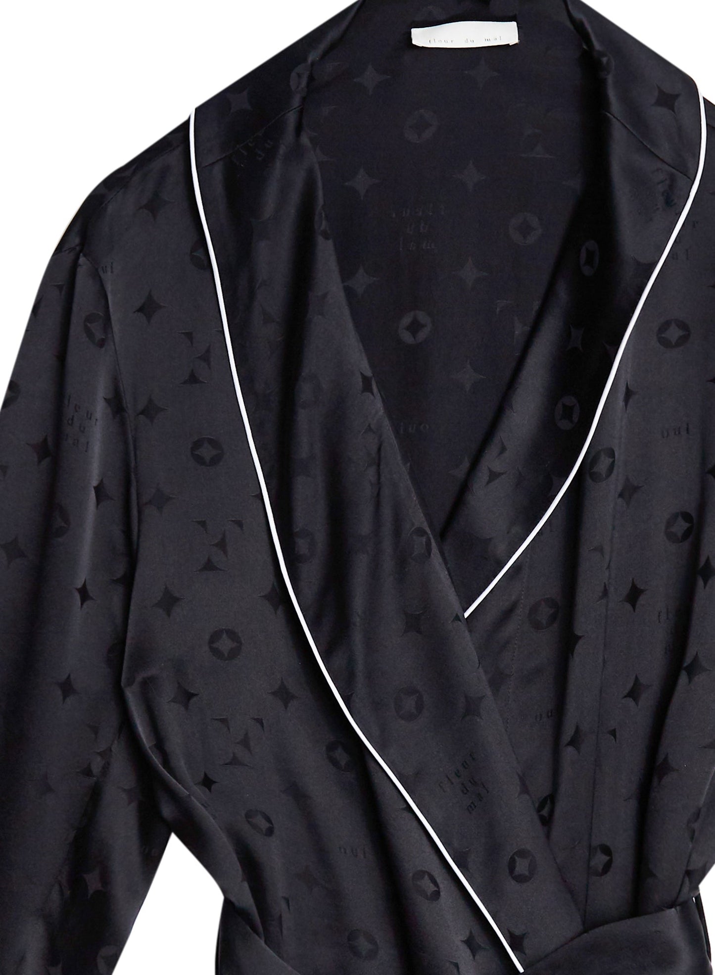 Fleur du Mal Black Silk Jacquard Robe