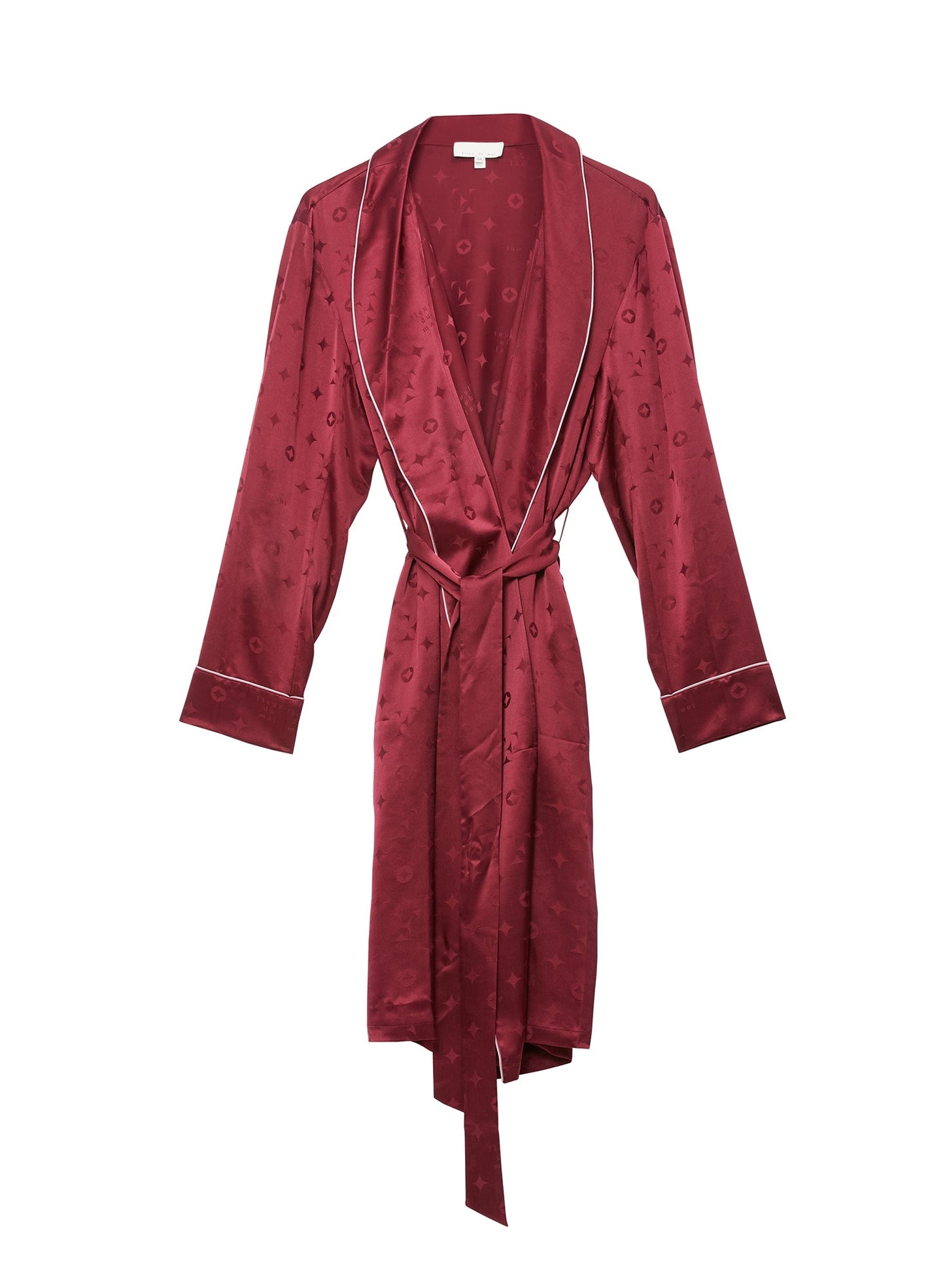 Fleur du Mal Burgundy Silk Jacquard Robe