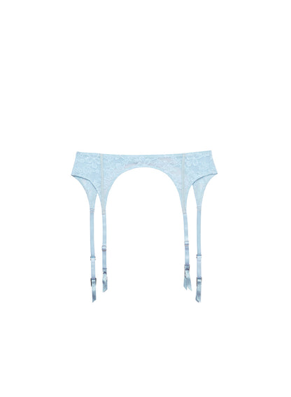 Fleur du Mal Blue Le Stretch Lace Garter Belt
