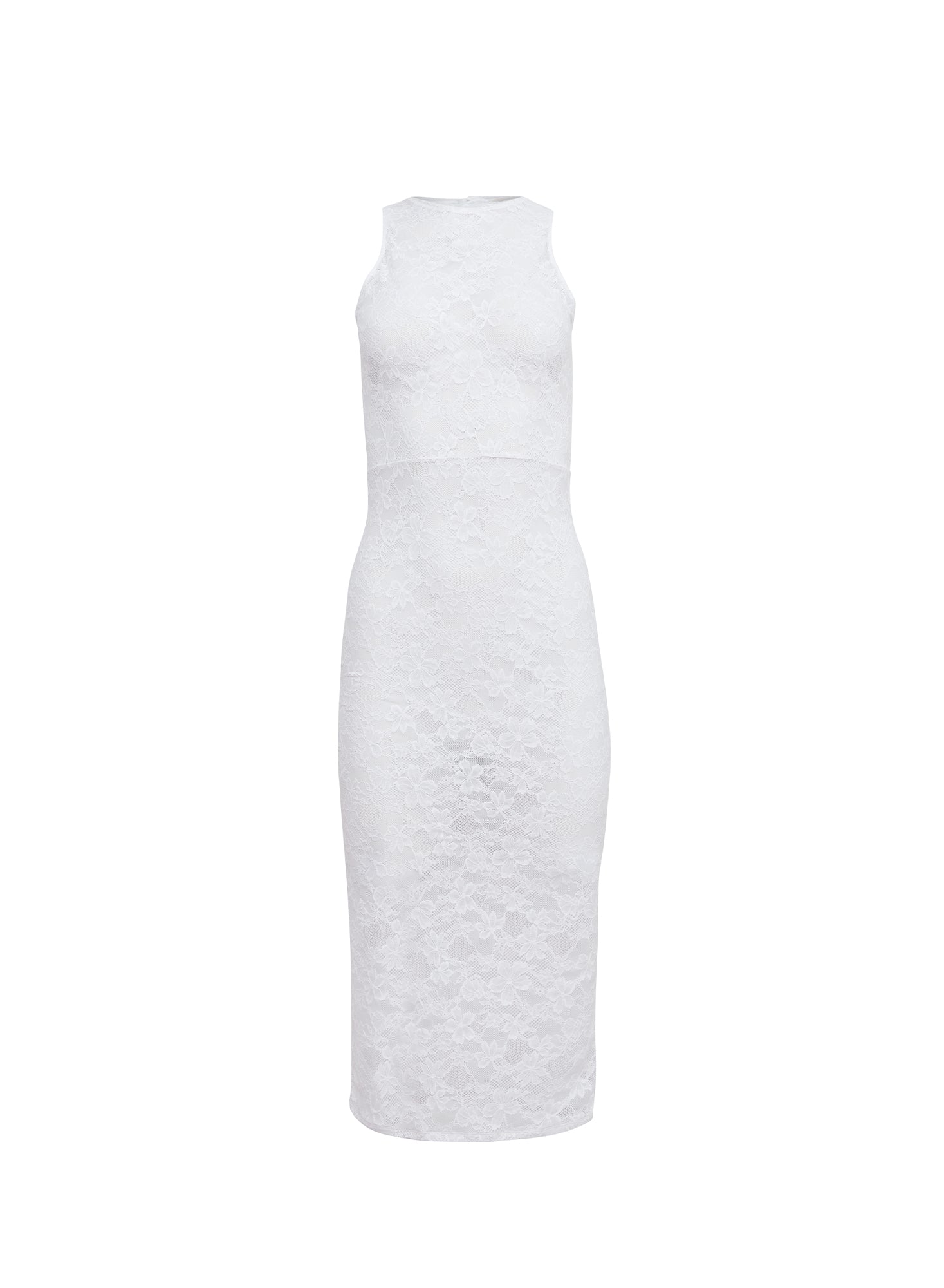 Fleur du Mal Ivory Le Stretch Lace Racer Tank Dress