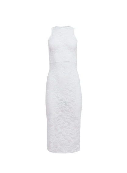 Fleur du Mal Ivory Le Stretch Lace Racer Tank Dress