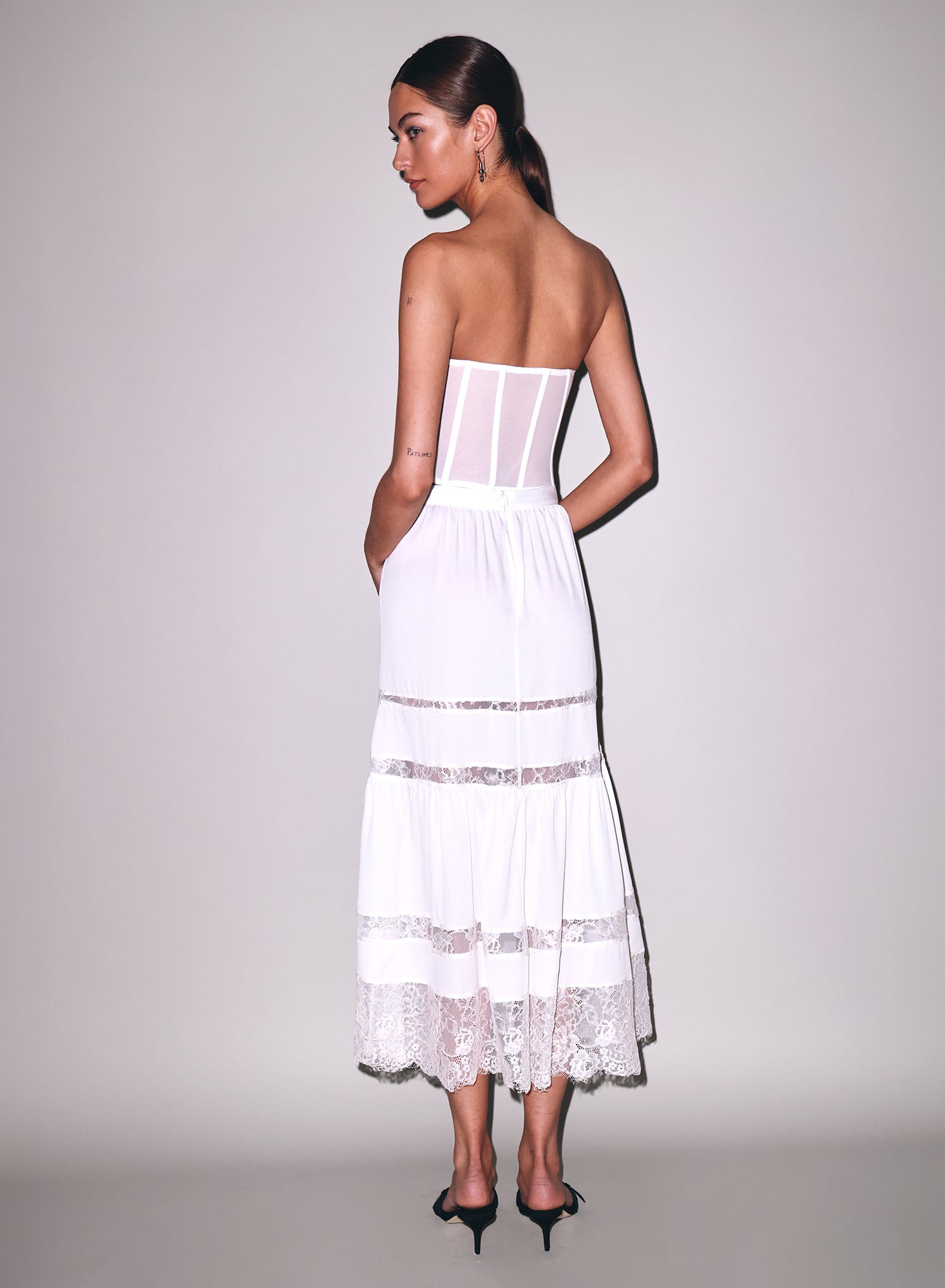 Fleur du Mal Ivory Elara Embroidery Corset Top