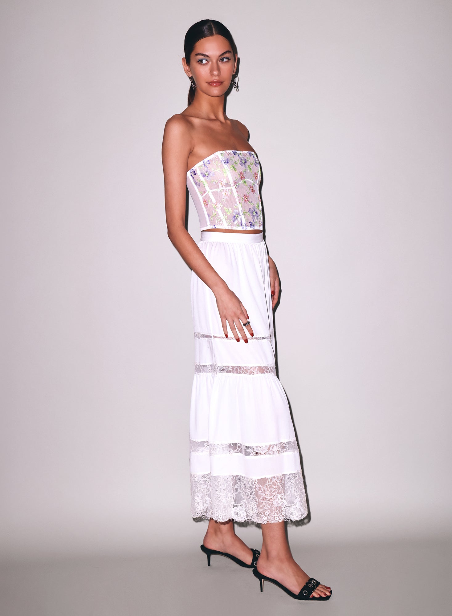 Fleur du Mal Ivory Elara Embroidery Corset Top