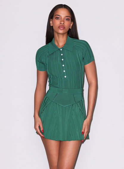 Fleur du Mal Lucky Green Rib Flared Skirt