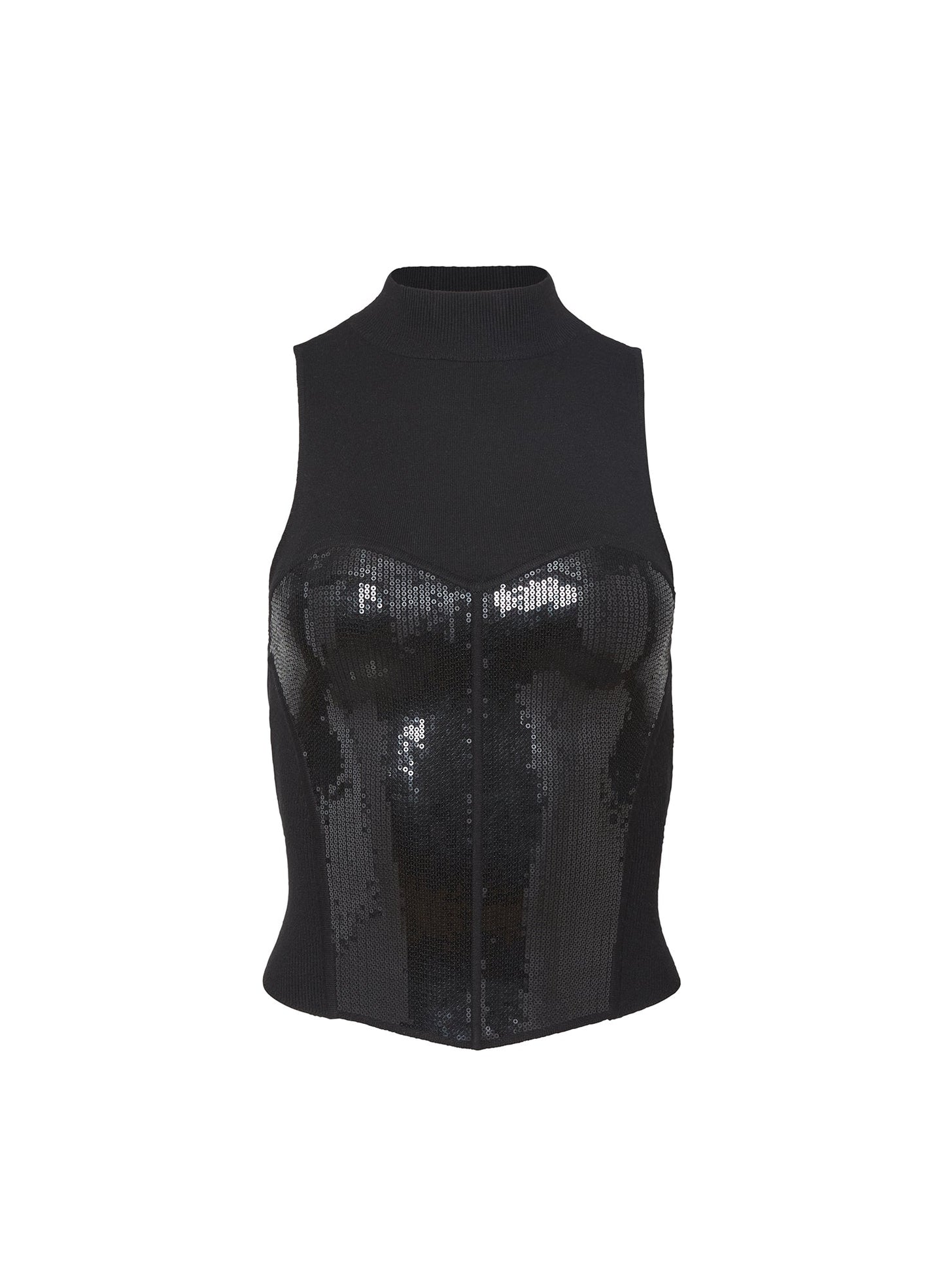 Fleur du Mal Black Sequin Knit Bustier Top