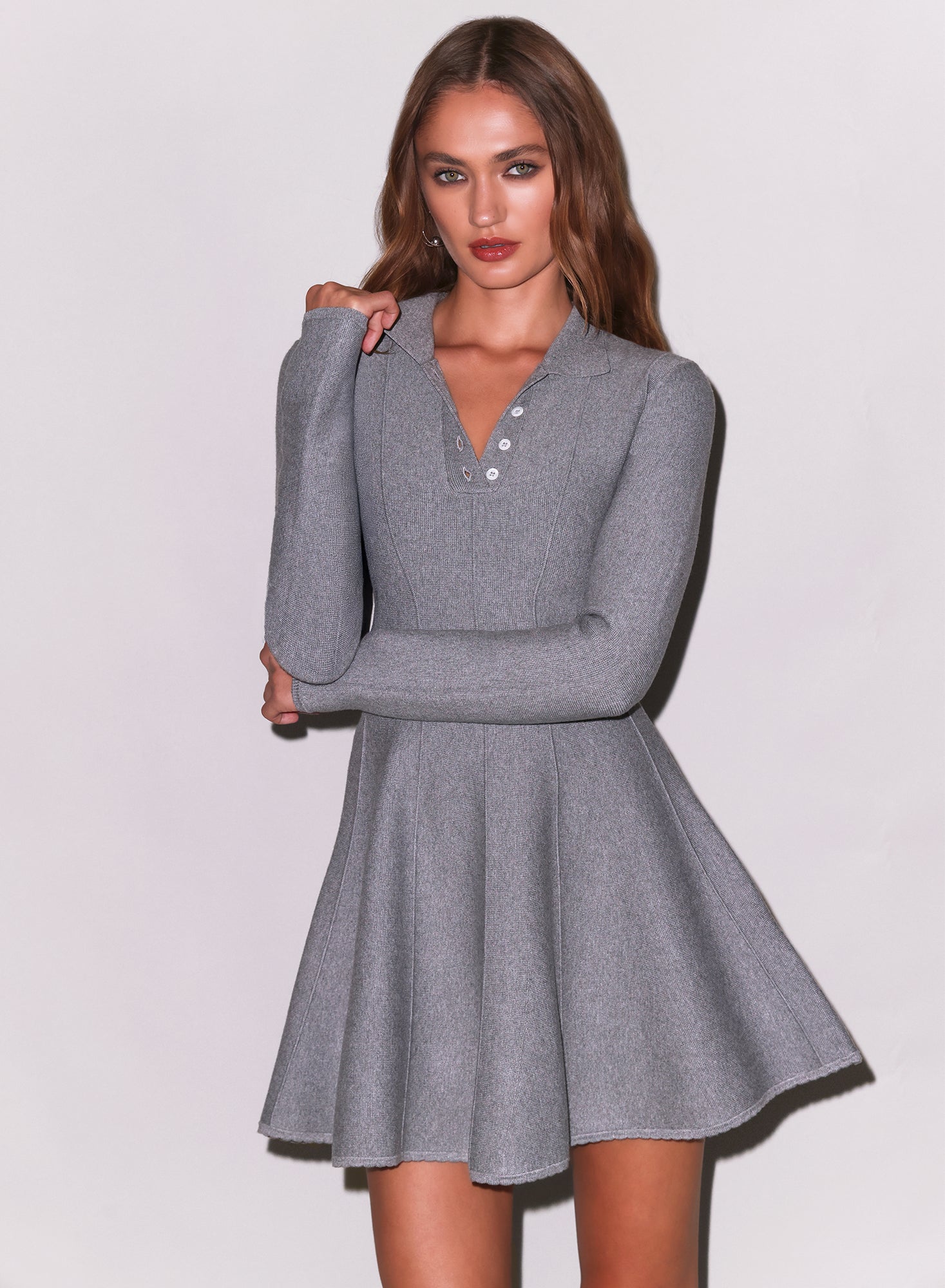 Fleur du Mal Medium Heather Grey Henley Flared Corset Dress