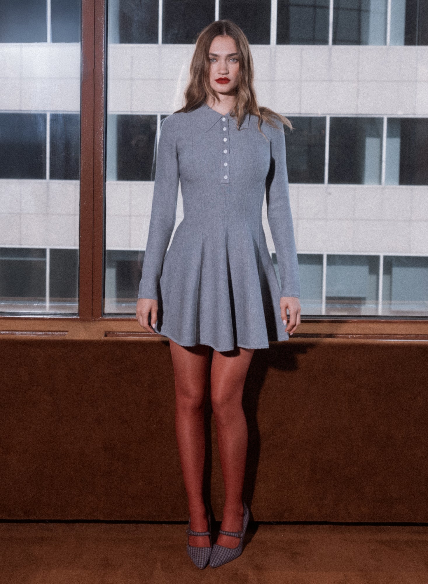 Fleur du Mal Medium Heather Grey Henley Flared Corset Dress