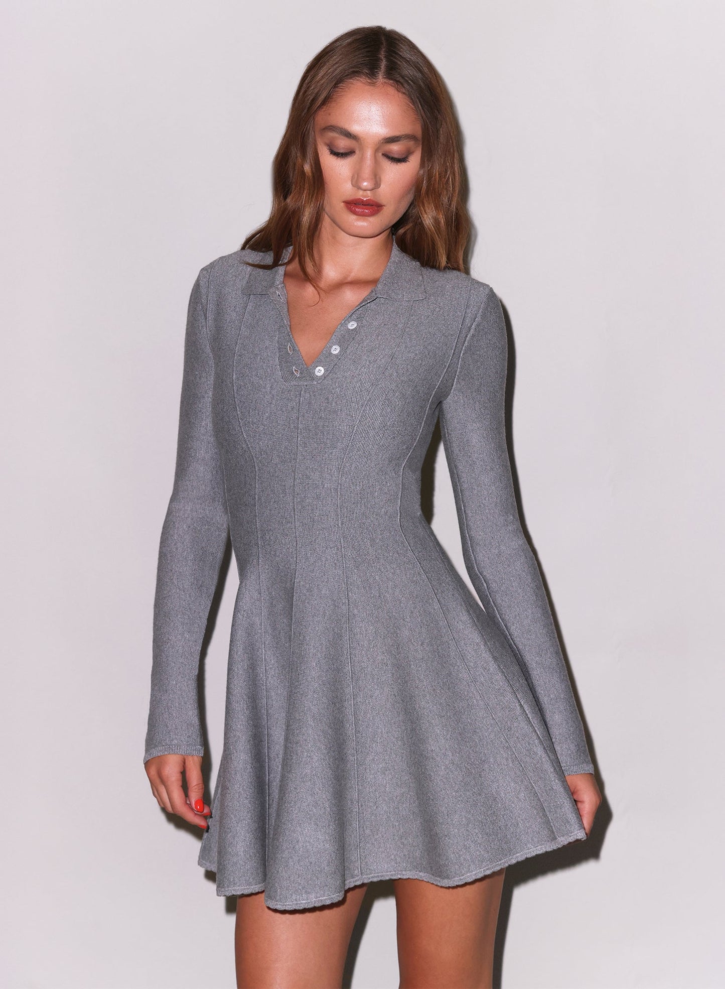 Fleur du Mal Medium Heather Grey Henley Flared Corset Dress