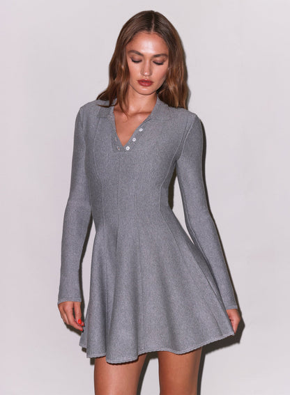 Fleur du Mal Medium Heather Grey Henley Flared Corset Dress
