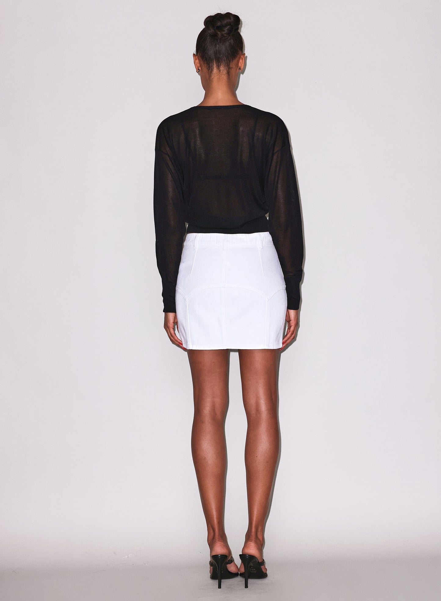 Fleur du Mal Black Sheer Knit V-Neck Sweater
