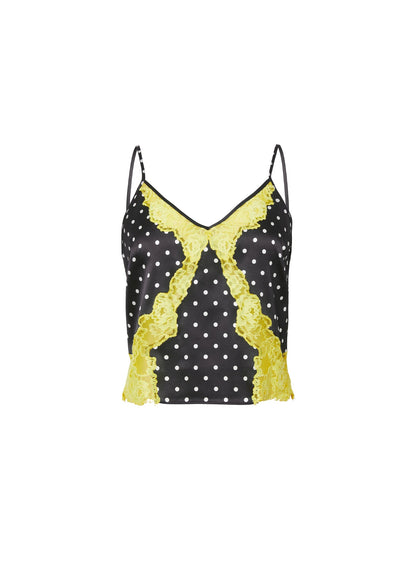 Fleur du Mal Small Dot Black Juliet Lace Silk Cami