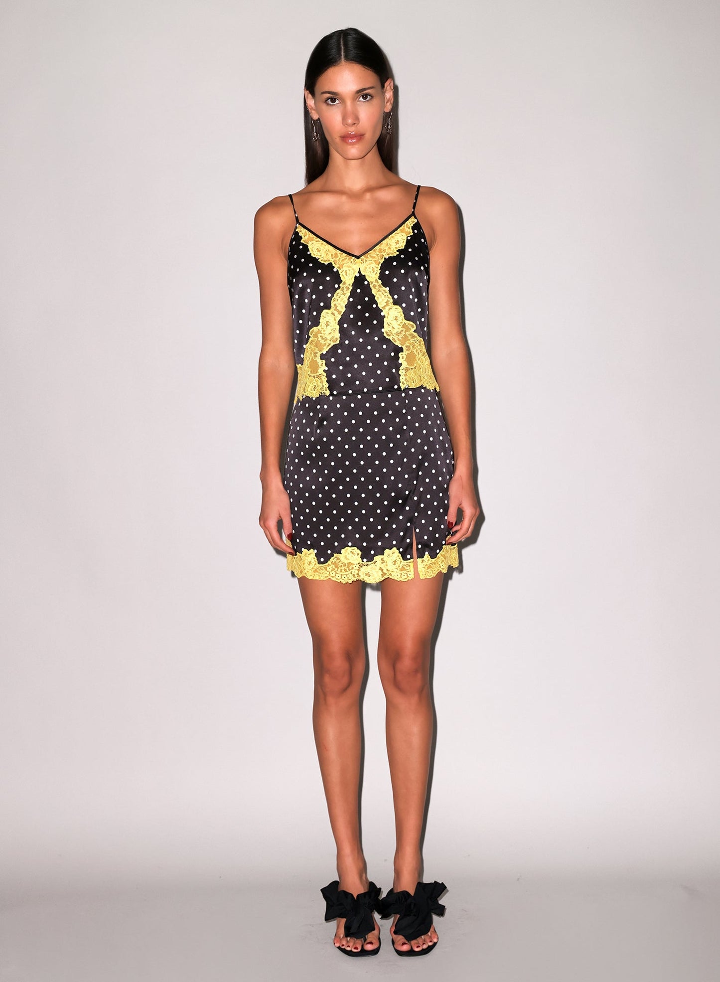 Fleur du Mal Small Dot Black Juliet Lace Silk Cami