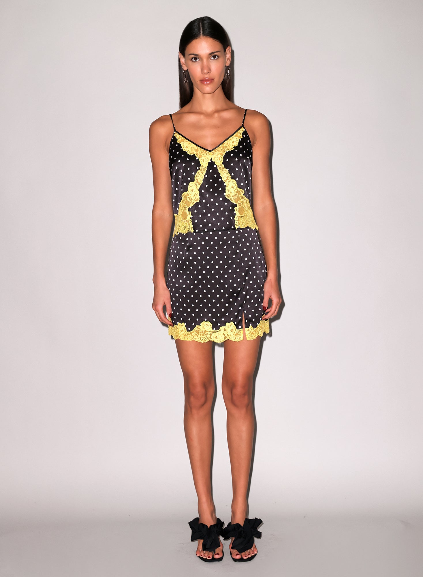 Fleur du Mal Small Dot Black Juliet Lace Silk Cami