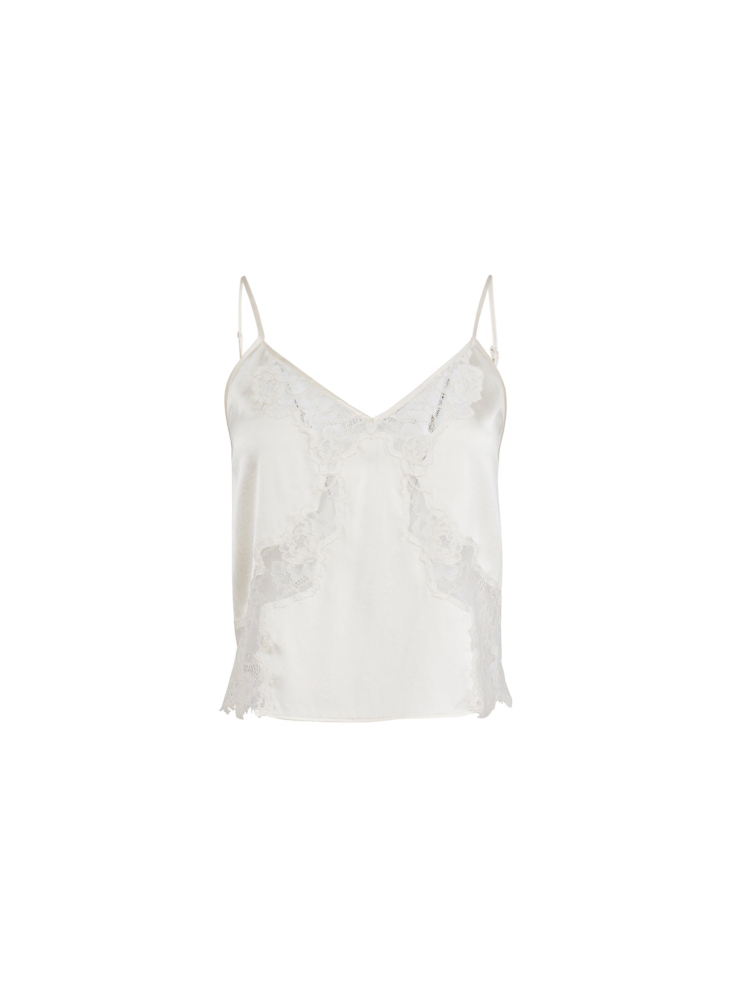 Fleur du Mal White Juliet Lace Silk Cami