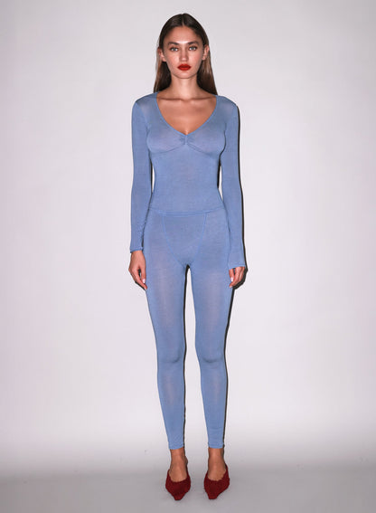 Fleur du Mal Blue Haze Butter Soft V-Neck Tee