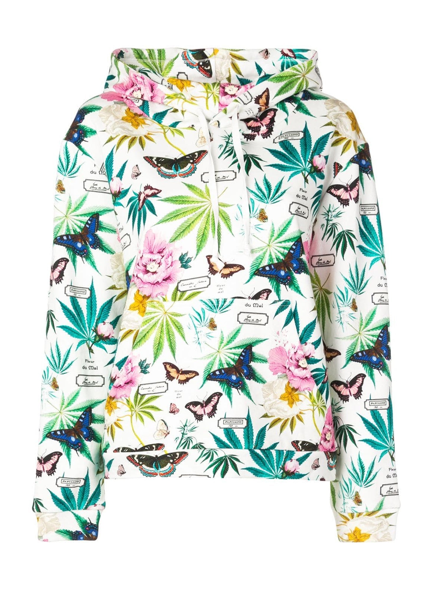 Fleur du Mal White Botanical Print Hoodie