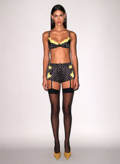 Fleur du Mal Small Dot Black Juliet Lace Tap Short
