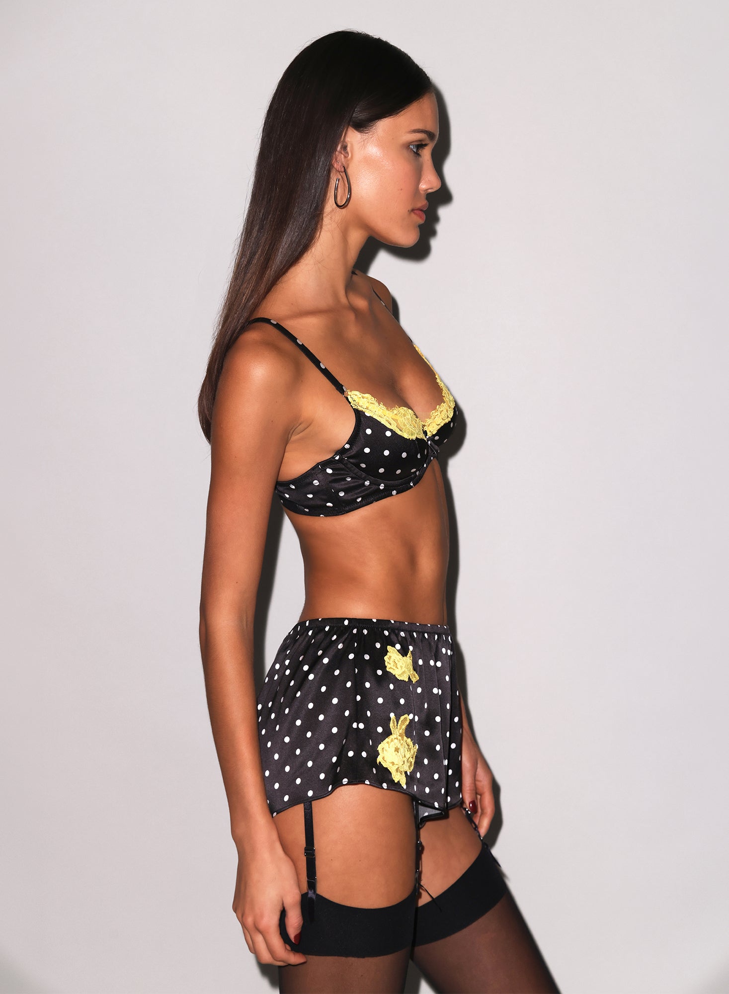 Fleur du Mal Small Dot Black Juliet Lace Tap Short