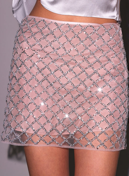 Fleur du Mal Silver Embellished Mini Skirt