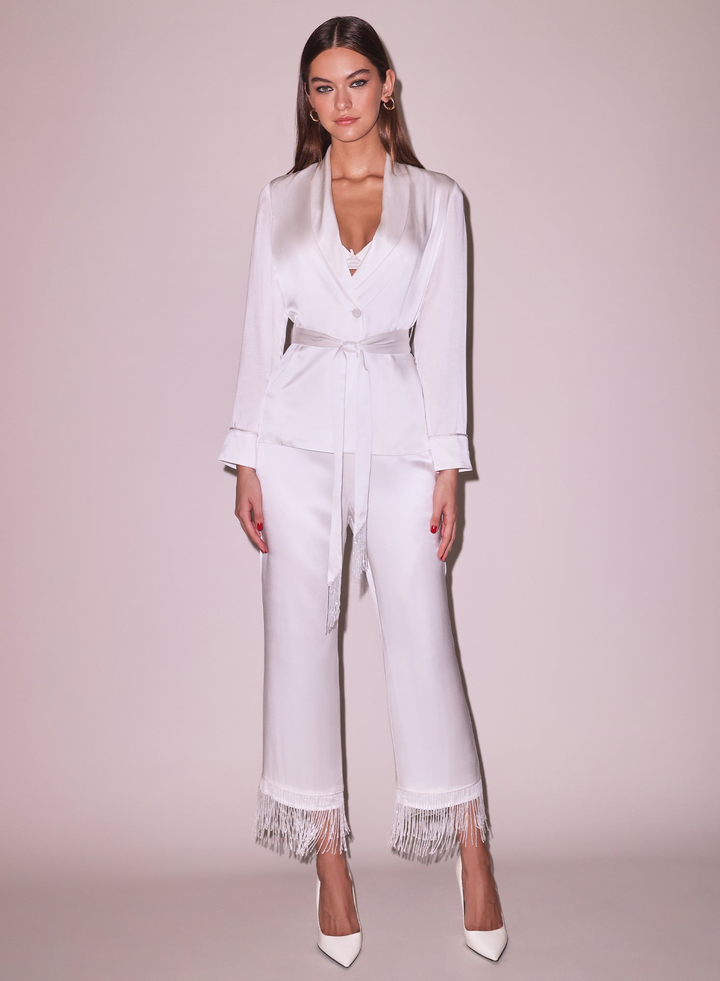 Fleur du Mal Ivory Bianca Smoking Jacket