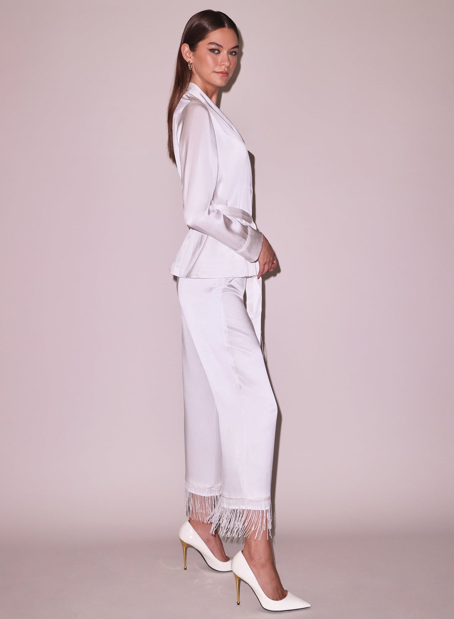 Fleur du Mal Ivory Bianca Smoking Jacket