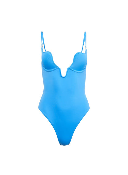 Fleur du Mal Aegean Blue Seduce U-Plunge One Piece