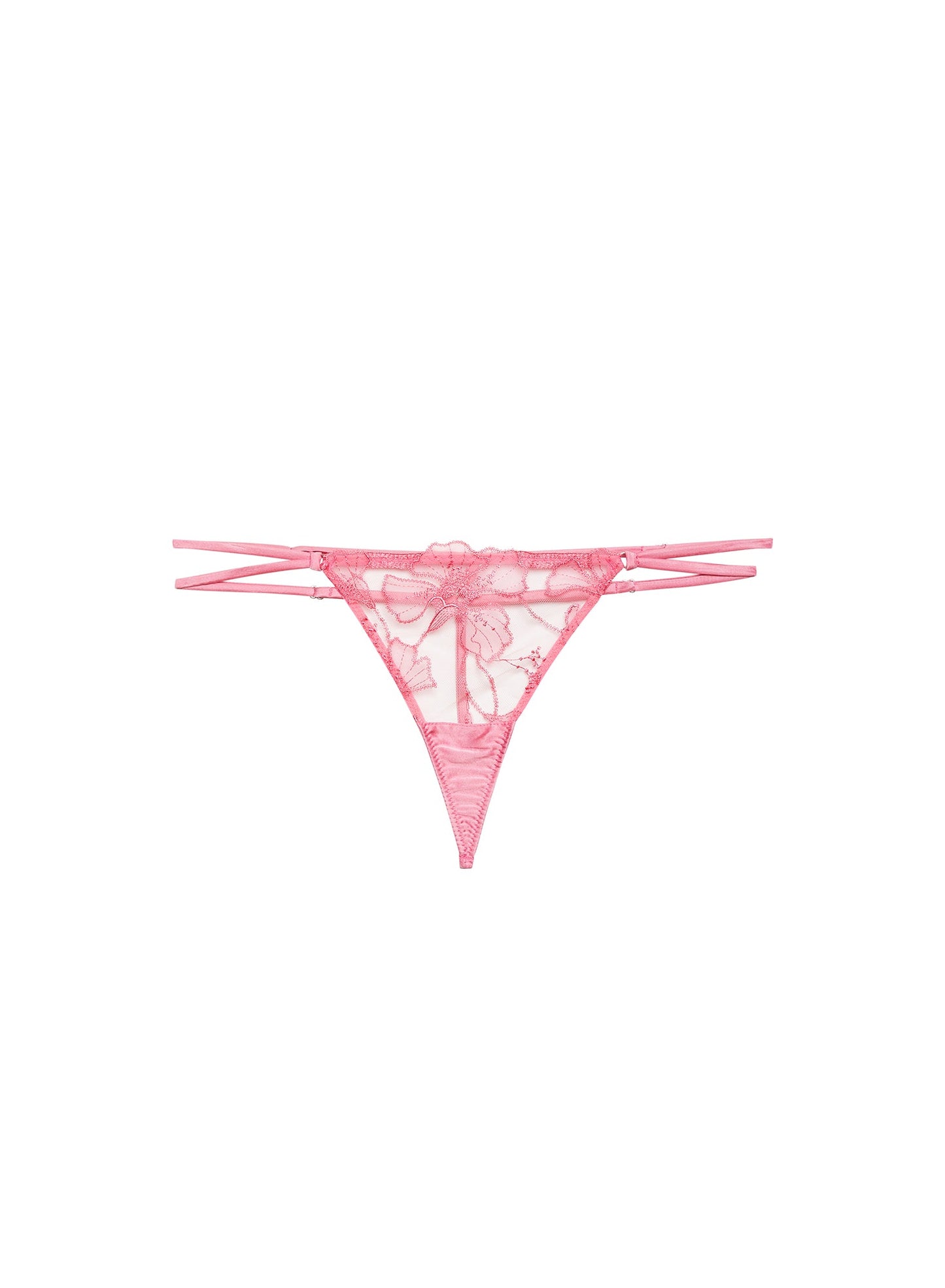 Fleur du Mal Pink Cadillac Harper Embroidery V-String