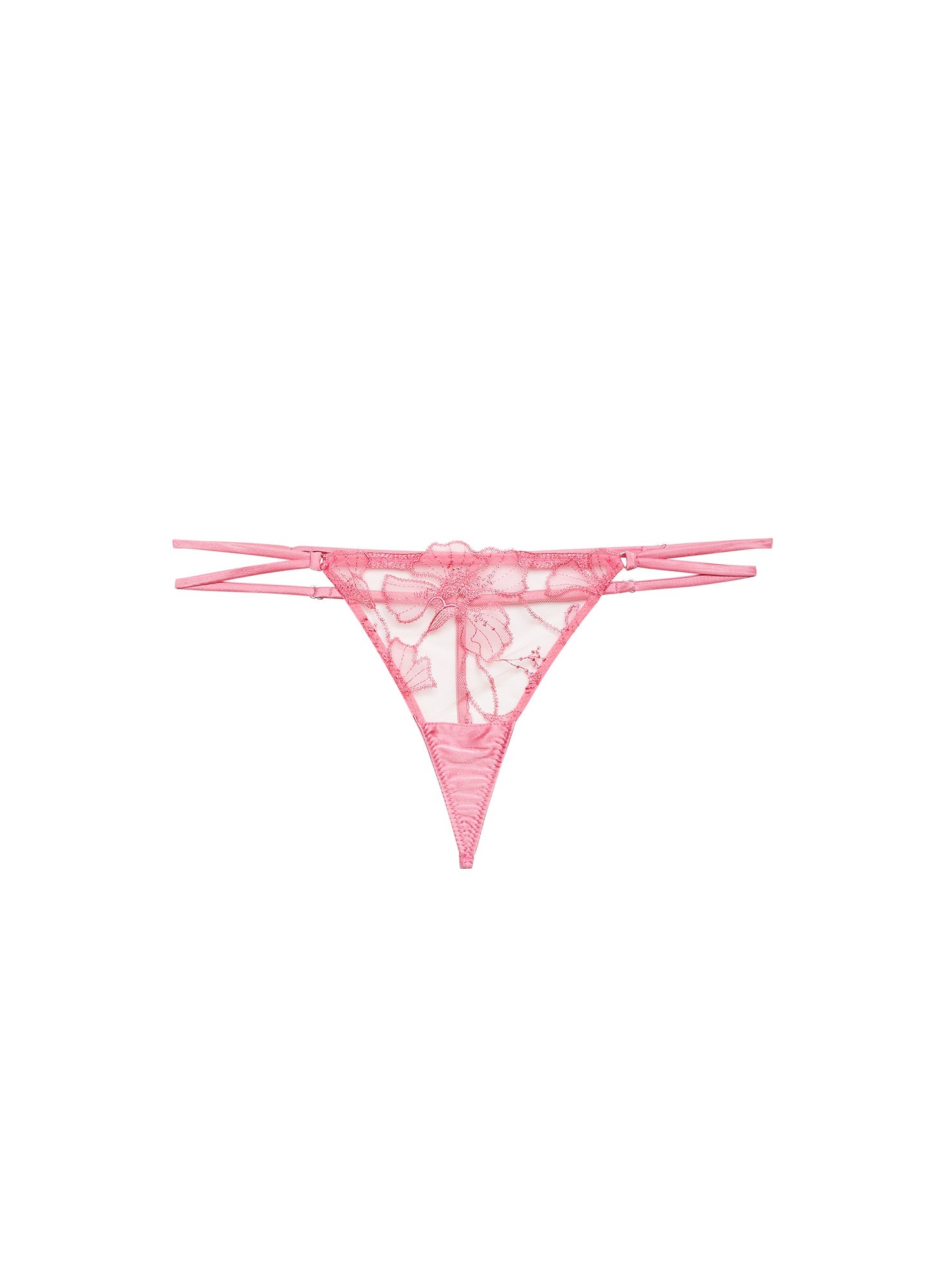 Fleur du Mal Pink Cadillac Harper Embroidery V-String