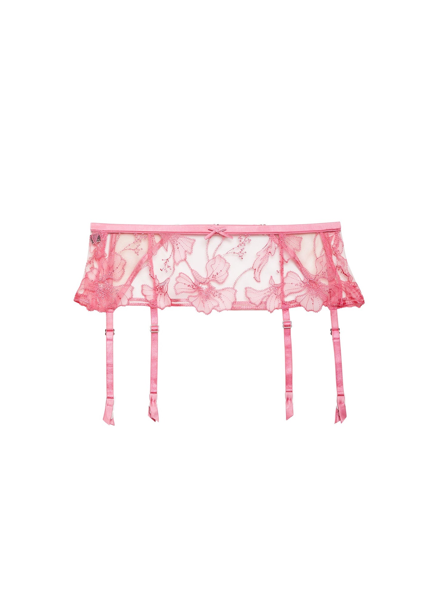 Fleur du Mal Pink Cadillac Harper Embroidery Garter Belt