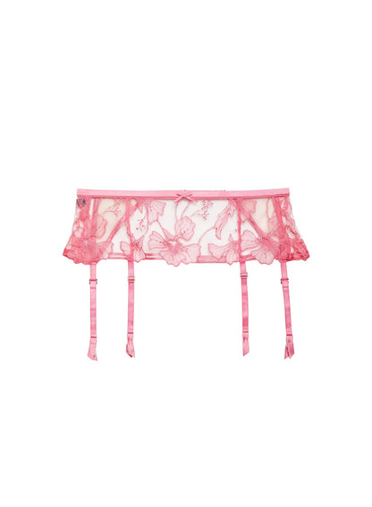Fleur du Mal Pink Cadillac Harper Embroidery Garter Belt