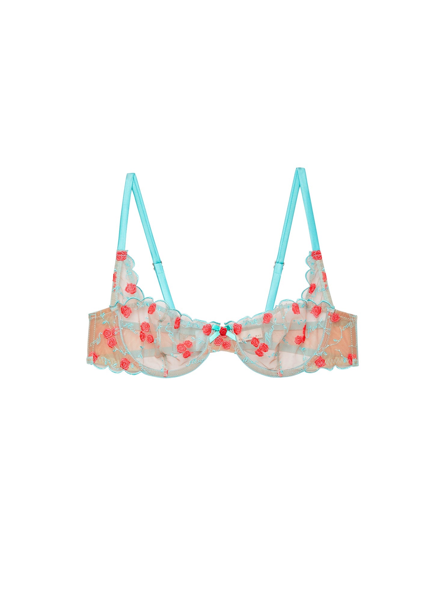 Fleur du Mal Mint Rose & Vine Embroidery Balconette Bra