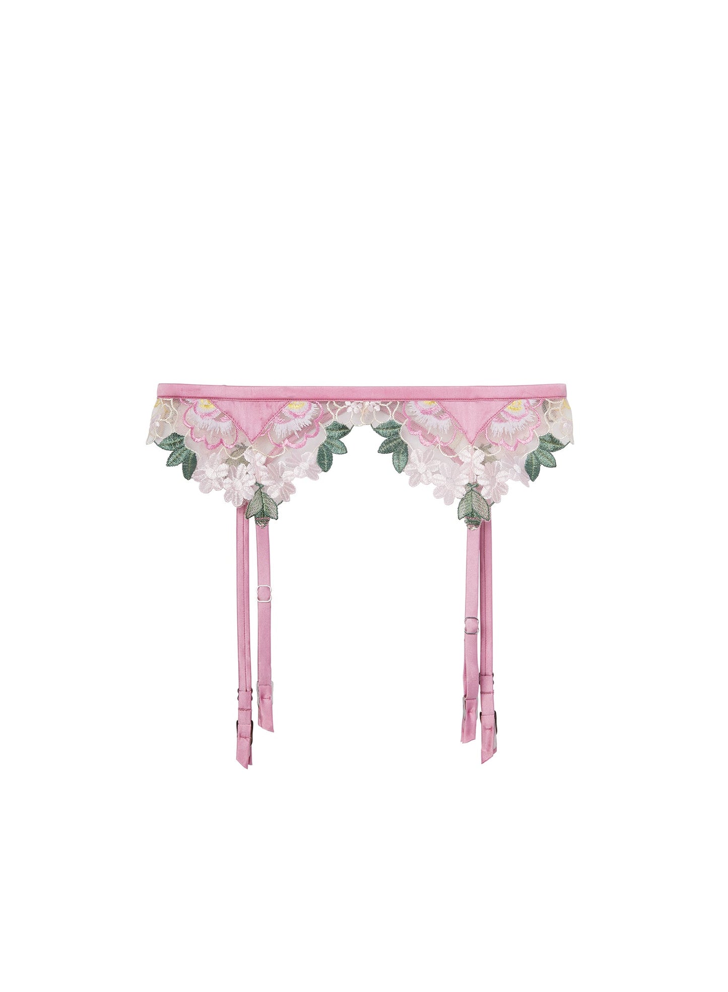 Fleur du Mal Light Pink Jardin Embroidery Garter