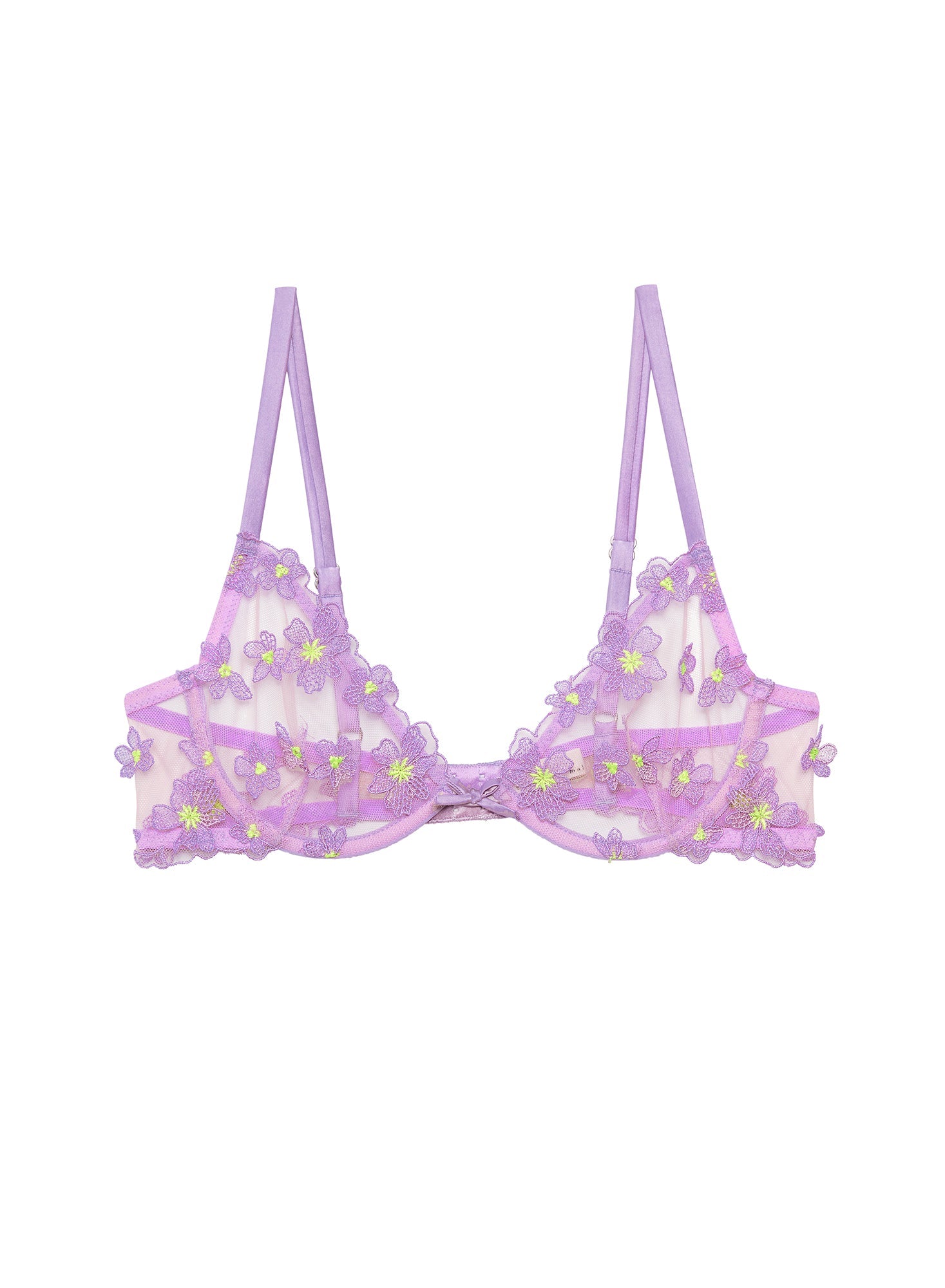 Fleur du Mal Lavender Petal Embroidery Demi Bra