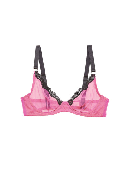 Fleur du Mal Pretty Pink Sheer Tulle Demi Bra