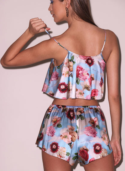 Fleur du Mal Dreamy Floral Print Luxe Flutter Cami